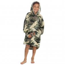 18C842: Older Boys Camo Over Sized Plush Hoodie (One Size - 7-13 Years)